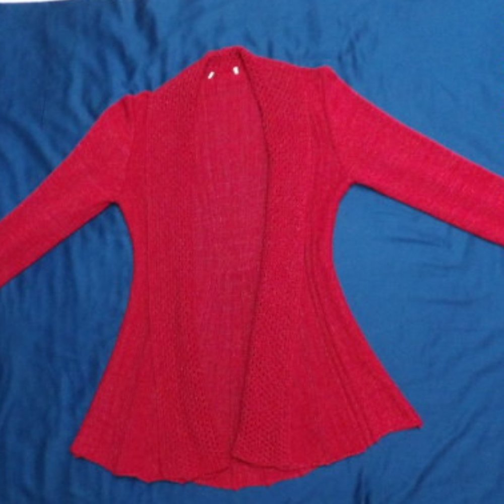 red cardigan
